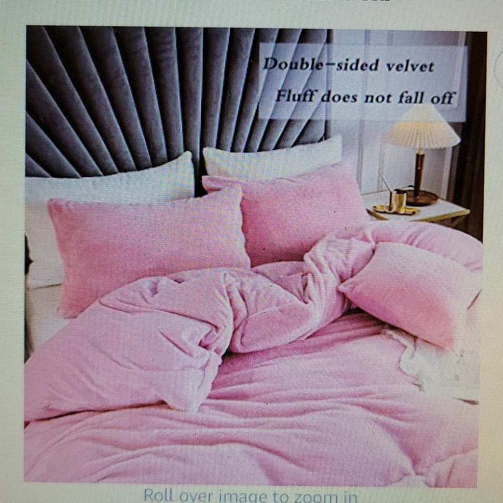 JSZS Pink Luxury Velvet Shaggy 3 pc Duvet Cover Set Full/Queen Cover 2 Sham New…